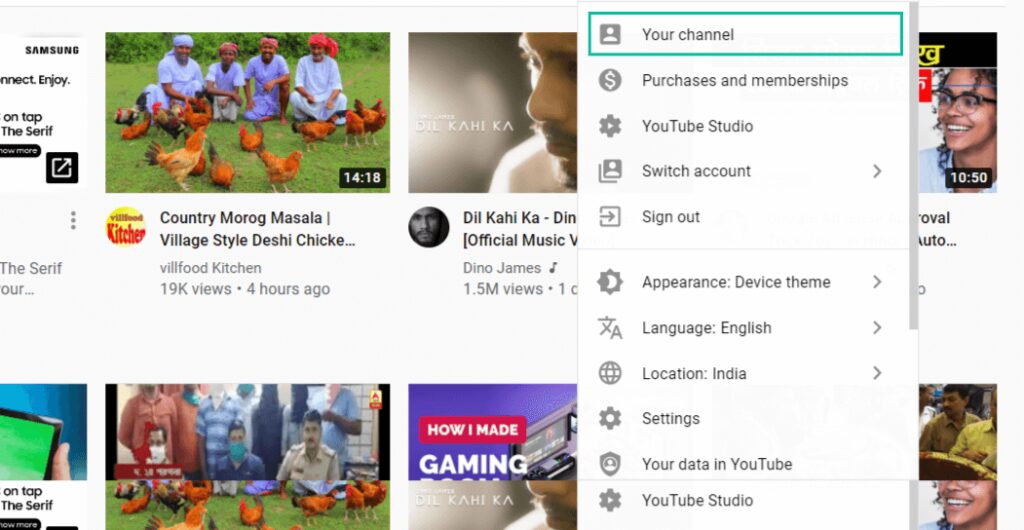 alt="your channel section youtube"